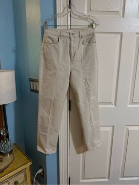Loft Cream High-Rise Straight Jeans